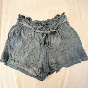 Cotton flowy “jean” shorts